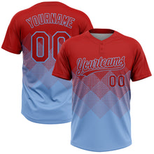 Charger l'image dans la galerie, Custom Red Light Blue 3D Gradient Square Shape Two-Button Unisex Softball Jersey