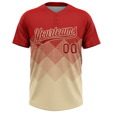 Charger l'image dans la galerie, Custom Red Cream 3D Gradient Square Shape Two-Button Unisex Softball Jersey