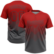 Charger l'image dans la galerie, Custom Red Steel Gray 3D Gradient Square Shape Two-Button Unisex Softball Jersey