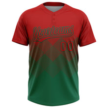 Charger l'image dans la galerie, Custom Red Kelly Green 3D Gradient Square Shape Two-Button Unisex Softball Jersey