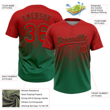 Charger l'image dans la galerie, Custom Red Kelly Green 3D Gradient Square Shape Two-Button Unisex Softball Jersey