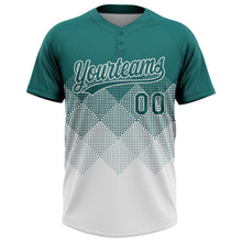 Загрузить изображение в средство просмотра галереи, Custom Teal White 3D Gradient Square Shape Two-Button Unisex Softball Jersey
