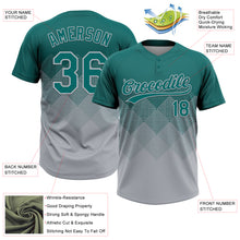 Загрузить изображение в средство просмотра галереи, Custom Teal Gray 3D Gradient Square Shape Two-Button Unisex Softball Jersey