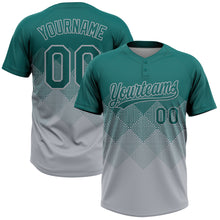 Загрузить изображение в средство просмотра галереи, Custom Teal Gray 3D Gradient Square Shape Two-Button Unisex Softball Jersey