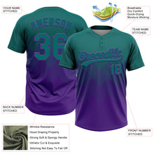 Загрузить изображение в средство просмотра галереи, Custom Teal Purple 3D Gradient Square Shape Two-Button Unisex Softball Jersey