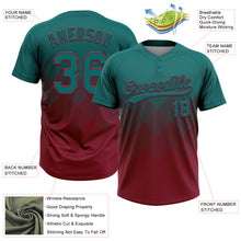 Загрузить изображение в средство просмотра галереи, Custom Teal Crimson 3D Gradient Square Shape Two-Button Unisex Softball Jersey