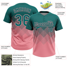 Загрузить изображение в средство просмотра галереи, Custom Teal Medium Pink 3D Gradient Square Shape Two-Button Unisex Softball Jersey