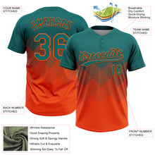 Загрузить изображение в средство просмотра галереи, Custom Teal Orange 3D Gradient Square Shape Two-Button Unisex Softball Jersey