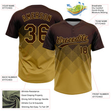 Laden Sie das Bild in den Galerie-Viewer, Custom Brown Old Gold 3D Gradient Square Shape Two-Button Unisex Softball Jersey