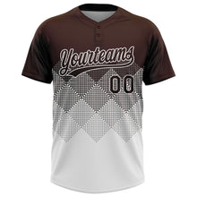 Laden Sie das Bild in den Galerie-Viewer, Custom Brown White 3D Gradient Square Shape Two-Button Unisex Softball Jersey