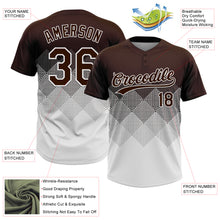 Laden Sie das Bild in den Galerie-Viewer, Custom Brown White 3D Gradient Square Shape Two-Button Unisex Softball Jersey