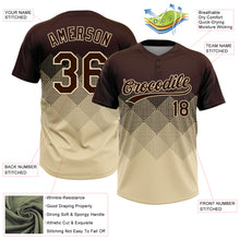 Laden Sie das Bild in den Galerie-Viewer, Custom Brown Cream 3D Gradient Square Shape Two-Button Unisex Softball Jersey