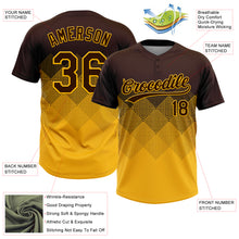 Laden Sie das Bild in den Galerie-Viewer, Custom Brown Gold 3D Gradient Square Shape Two-Button Unisex Softball Jersey