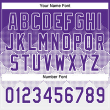 Laden Sie das Bild in den Galerie-Viewer, Custom Purple White 3D Gradient Square Shape Two-Button Unisex Softball Jersey