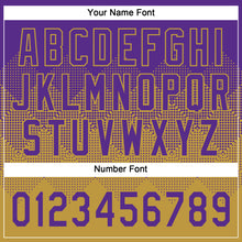 Laden Sie das Bild in den Galerie-Viewer, Custom Purple Old Gold 3D Gradient Square Shape Two-Button Unisex Softball Jersey