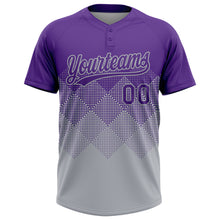 Laden Sie das Bild in den Galerie-Viewer, Custom Purple Gray 3D Gradient Square Shape Two-Button Unisex Softball Jersey