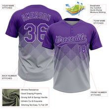 Laden Sie das Bild in den Galerie-Viewer, Custom Purple Gray 3D Gradient Square Shape Two-Button Unisex Softball Jersey