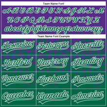 Laden Sie das Bild in den Galerie-Viewer, Custom Purple Kelly Green-White 3D Gradient Square Shape Two-Button Unisex Softball Jersey
