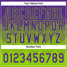 Laden Sie das Bild in den Galerie-Viewer, Custom Purple Neon Green 3D Gradient Square Shape Two-Button Unisex Softball Jersey