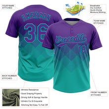 Laden Sie das Bild in den Galerie-Viewer, Custom Purple Aqua 3D Gradient Square Shape Two-Button Unisex Softball Jersey