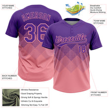Laden Sie das Bild in den Galerie-Viewer, Custom Purple Medium Pink 3D Gradient Square Shape Two-Button Unisex Softball Jersey