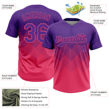 Laden Sie das Bild in den Galerie-Viewer, Custom Purple Neon Pink 3D Gradient Square Shape Two-Button Unisex Softball Jersey