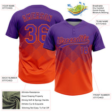 Laden Sie das Bild in den Galerie-Viewer, Custom Purple Orange 3D Gradient Square Shape Two-Button Unisex Softball Jersey