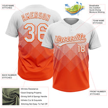 Загрузить изображение в средство просмотра галереи, Custom White Orange 3D Gradient Square Shape Two-Button Unisex Softball Jersey