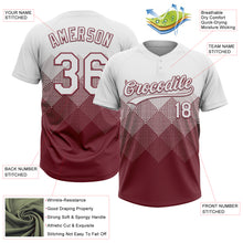 Загрузить изображение в средство просмотра галереи, Custom White Burgundy 3D Gradient Square Shape Two-Button Unisex Softball Jersey