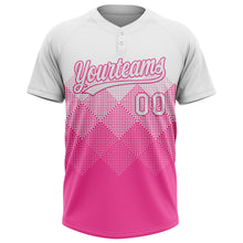 Загрузить изображение в средство просмотра галереи, Custom White Pink 3D Gradient Square Shape Two-Button Unisex Softball Jersey