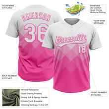 Загрузить изображение в средство просмотра галереи, Custom White Pink 3D Gradient Square Shape Two-Button Unisex Softball Jersey