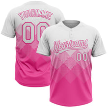 Загрузить изображение в средство просмотра галереи, Custom White Pink 3D Gradient Square Shape Two-Button Unisex Softball Jersey