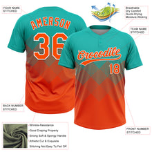Laden Sie das Bild in den Galerie-Viewer, Custom Aqua Orange-White 3D Gradient Square Shape Two-Button Unisex Softball Jersey