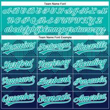 Laden Sie das Bild in den Galerie-Viewer, Custom Aqua Navy-White 3D Gradient Square Shape Two-Button Unisex Softball Jersey