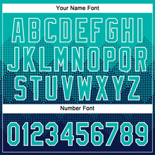 Laden Sie das Bild in den Galerie-Viewer, Custom Aqua Navy-White 3D Gradient Square Shape Two-Button Unisex Softball Jersey