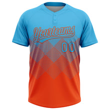 Charger l'image dans la galerie, Custom Sky Blue Orange 3D Gradient Square Shape Two-Button Unisex Softball Jersey
