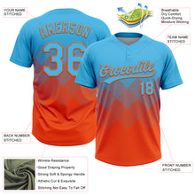 Charger l'image dans la galerie, Custom Sky Blue Orange 3D Gradient Square Shape Two-Button Unisex Softball Jersey