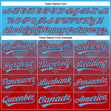Charger l'image dans la galerie, Custom Sky Blue Red 3D Gradient Square Shape Two-Button Unisex Softball Jersey