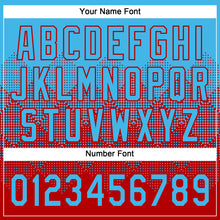 Charger l'image dans la galerie, Custom Sky Blue Red 3D Gradient Square Shape Two-Button Unisex Softball Jersey