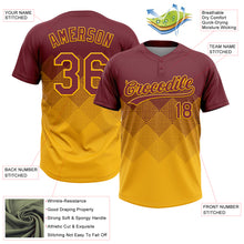 Загрузить изображение в средство просмотра галереи, Custom Burgundy Gold 3D Gradient Square Shape Two-Button Unisex Softball Jersey
