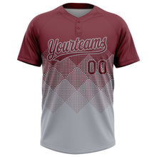 Загрузить изображение в средство просмотра галереи, Custom Burgundy Gray 3D Gradient Square Shape Two-Button Unisex Softball Jersey