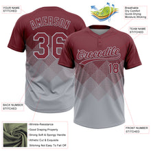 Загрузить изображение в средство просмотра галереи, Custom Burgundy Gray 3D Gradient Square Shape Two-Button Unisex Softball Jersey
