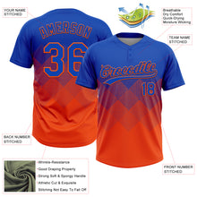 Charger l'image dans la galerie, Custom Thunder Blue Orange 3D Gradient Square Shape Two-Button Unisex Softball Jersey