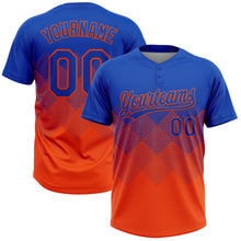 Charger l'image dans la galerie, Custom Thunder Blue Orange 3D Gradient Square Shape Two-Button Unisex Softball Jersey