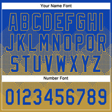 Laden Sie das Bild in den Galerie-Viewer, Custom Thunder Blue Old Gold 3D Gradient Square Shape Two-Button Unisex Softball Jersey