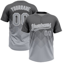 Загрузить изображение в средство просмотра галереи, Custom Steel Gray Gray-White 3D Gradient Square Shape Two-Button Unisex Softball Jersey