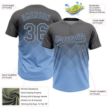 Laden Sie das Bild in den Galerie-Viewer, Custom Steel Gray Light Blue 3D Gradient Square Shape Two-Button Unisex Softball Jersey
