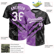 Load image into Gallery viewer, Custom Graffiti Pattern White Black-Medium Purple 3D Scratch Two-Button Unisex Softball Jersey