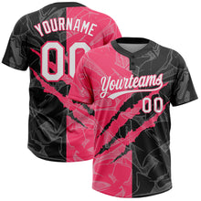 Load image into Gallery viewer, Custom Graffiti Pattern White Black-Neon Pink 3D Scratch Two-Button Unisex Softball Jersey