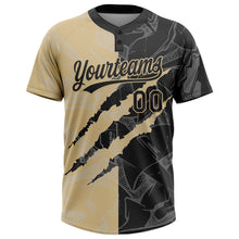 Load image into Gallery viewer, Custom Graffiti Pattern Black-Vegas Gold 3D Scratch Two-Button Unisex Softball Jersey